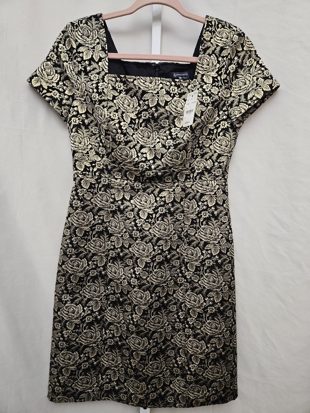 NWT Brooks Brothers Black and Gold Floral Jacquard Dress Size 6